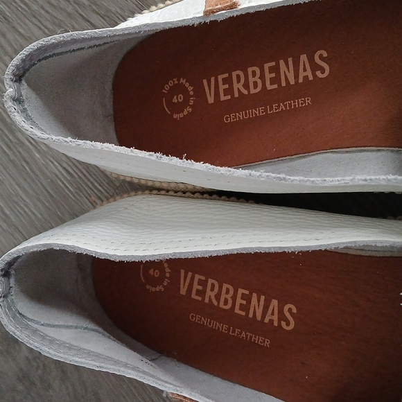 Verbenas Nuria White Leather Slip-On Espadrilles Casual Flats Loafer Sz 40 EUC - Picture 6 of 10